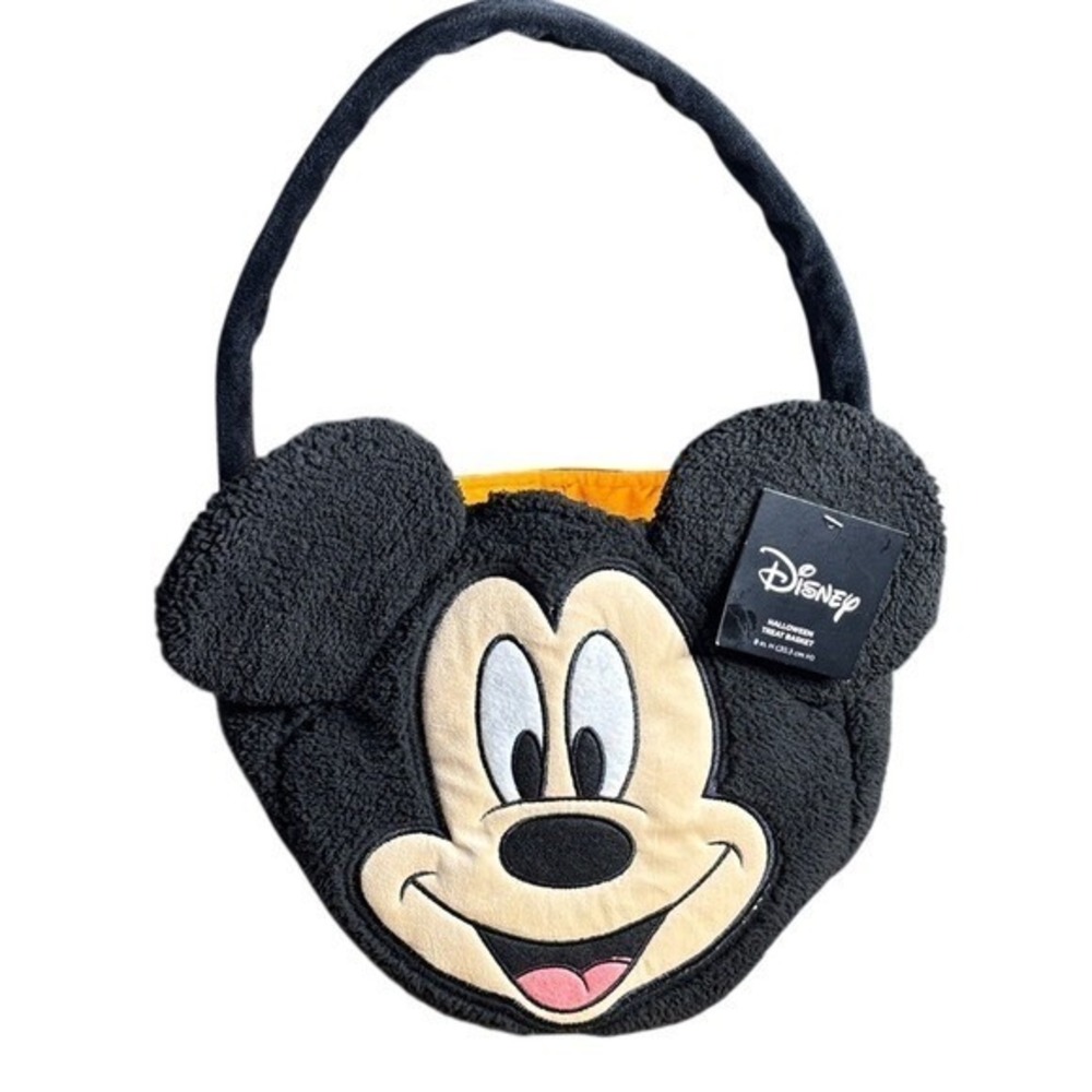 Disney Boys Mickey Mouse Halloween Bag Basket w/orange liner Plush GIFT NEW